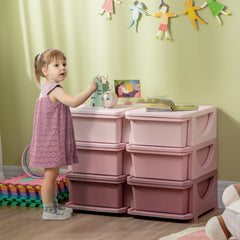Kids Storage Unit, with Six Drawers - Pink