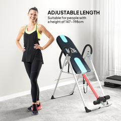 Foldable Gravity Inversion Table Back Therapy Home Fitness Bench Black