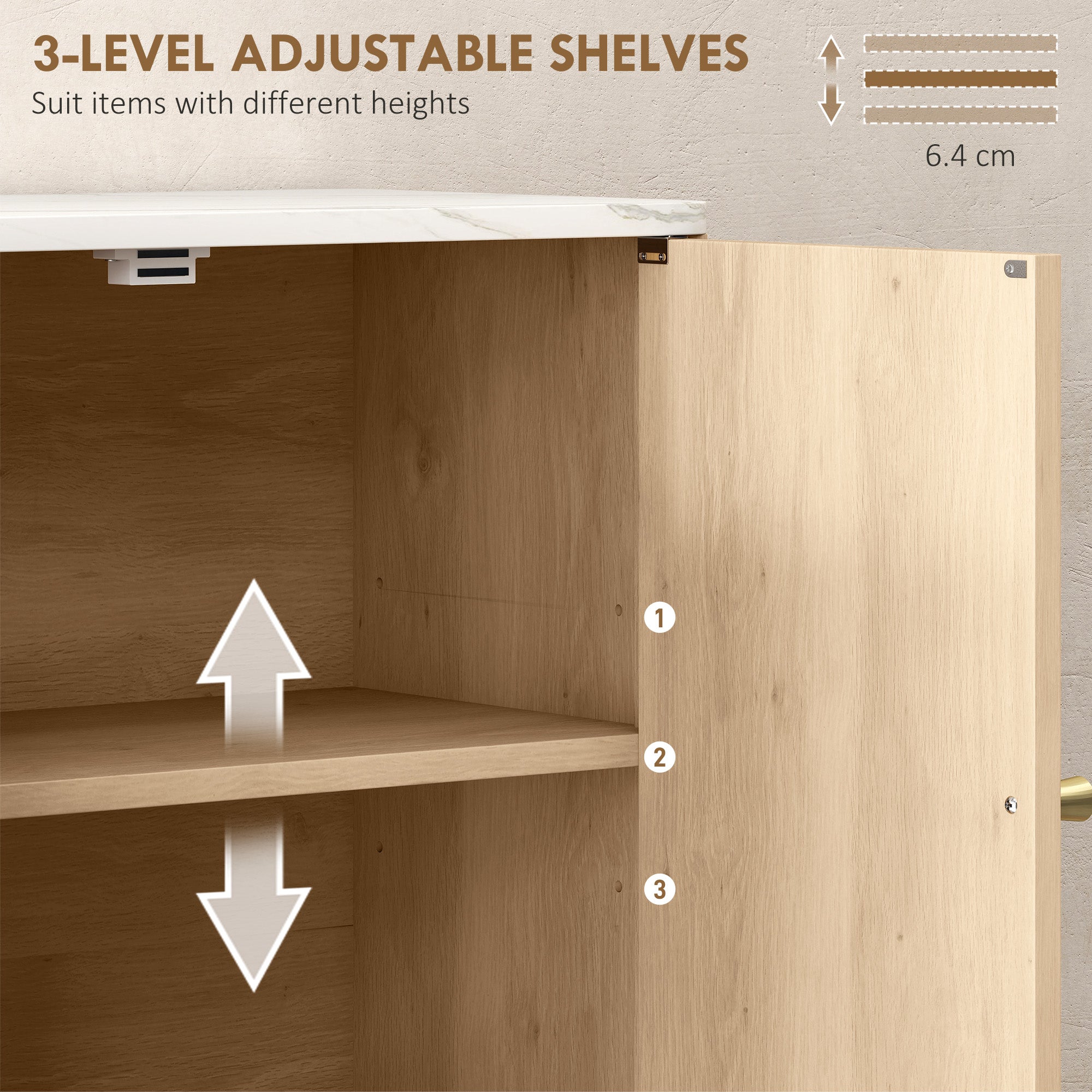 Fynco - Bathroom Wall Cabinet with Adjustable Shelf - Oak