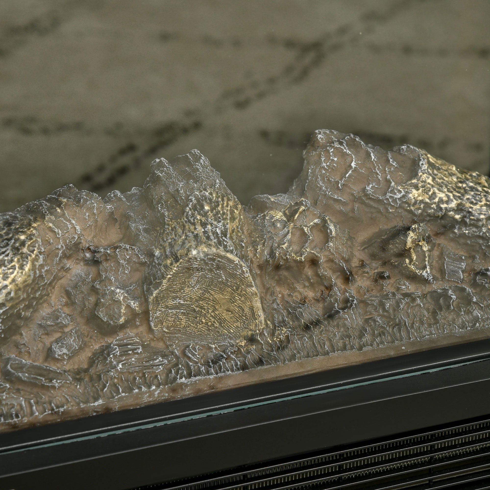 Fynco - 180° Charming Electric Fireplace Heater, Quiet Freestanding Stove with LED Flame Effect, Level-less Temperature Control, Overheating Protection, 1000W/2000W, Black