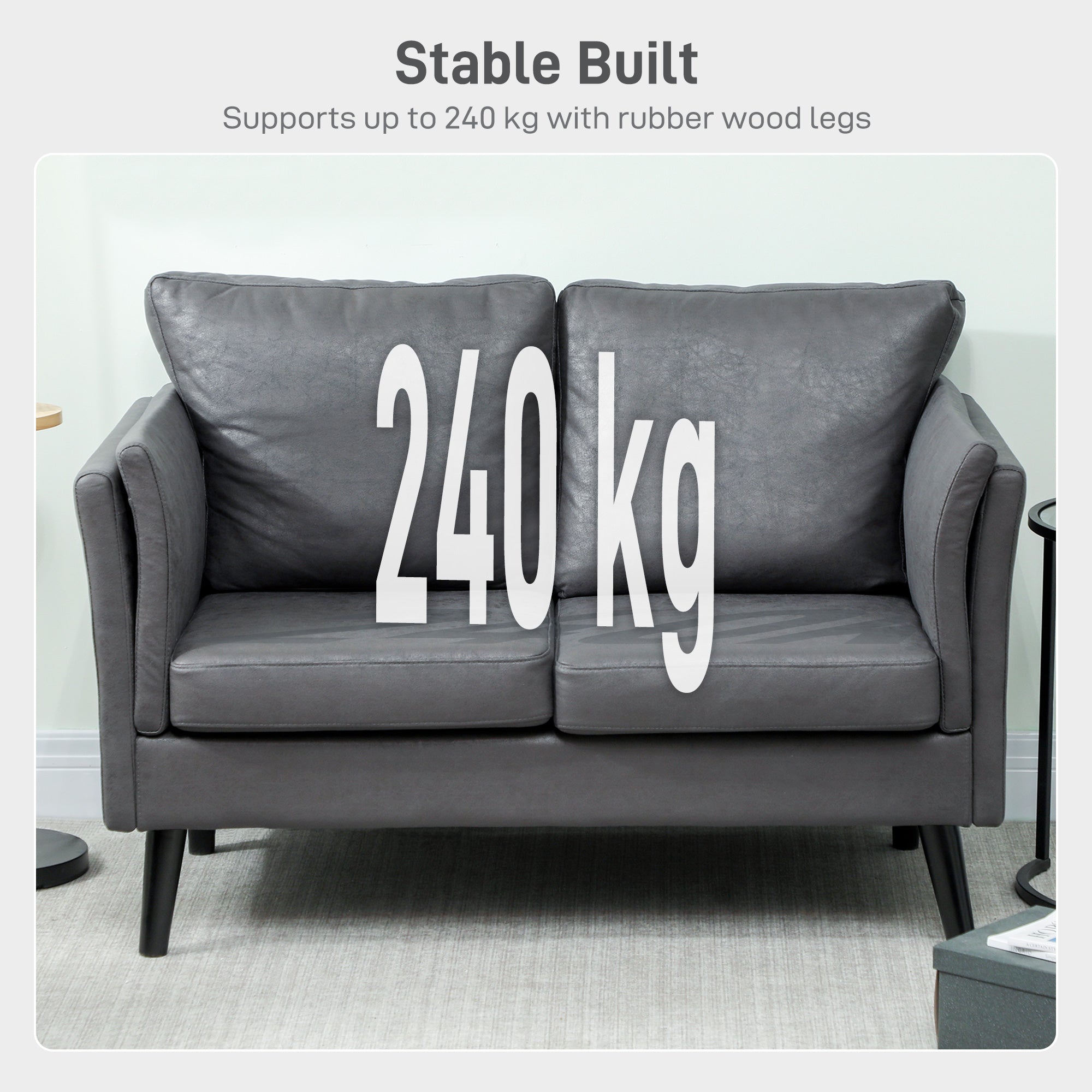 Fynco - Two-Seater Leathaire Sofa - Grey