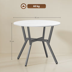 Fynco - Dining Table, Round Kitchen Table with Black Legs for Living Room, Dining Room 90 x 76 cm, High Gloss White