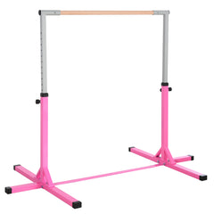 Height Adjustable Gymnastics Horizontal Bar for Kids, Children Junior Kip High Bar Fitness, Pink
