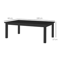 100cm x 60cm Aluminium Outdoor Coffee Table - Black