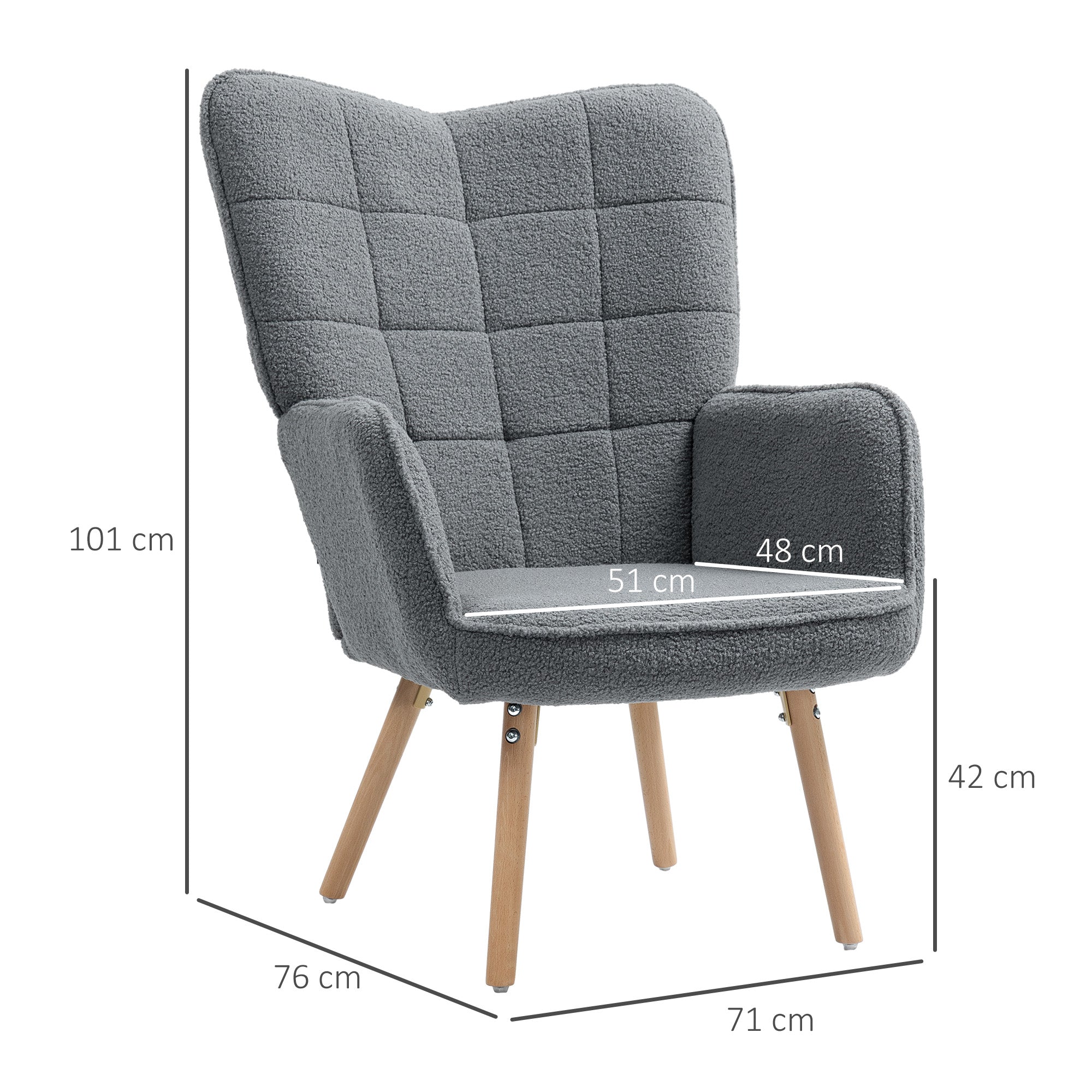 Teddy Fleece Wingback Accent Chair - Grey