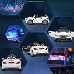 Benz SLC 300 Licensed 12V Kids Electric Ride On, with Music, Remote Control, LED Headlights, Horn, White