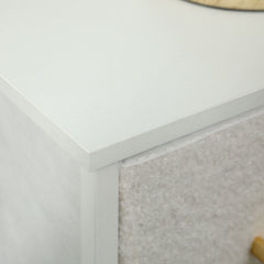 Chest of Drawers with 9 Fabric Drawers, Boucle Storage Organiser with Steel Frame, Fabric Dresser for Bedroom, Living Room, Hallway, Cream White