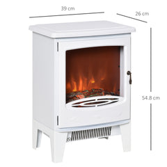 Fynco - Electric Fireplace Stove, Free standing Fireplace Heater with Realistic LED Flame Effect, Overheat Safety Protection, 900W/1800W, White