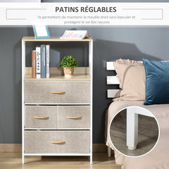4 Drawer Storage Chest Unit Home Cabinet w/ Shelves Home Living Room Bedroom Entryway Living Furniture, Light Grey