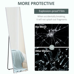 Full Length Mirror Wall-Mounted, 160 x 40 cm Freestanding Rectangle Dressing Mirror for Bedroom, Living Room, Silver Frame