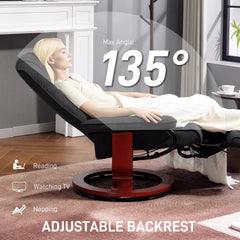 Fynco - Reclining Swivel Chair, with Footrest - Black