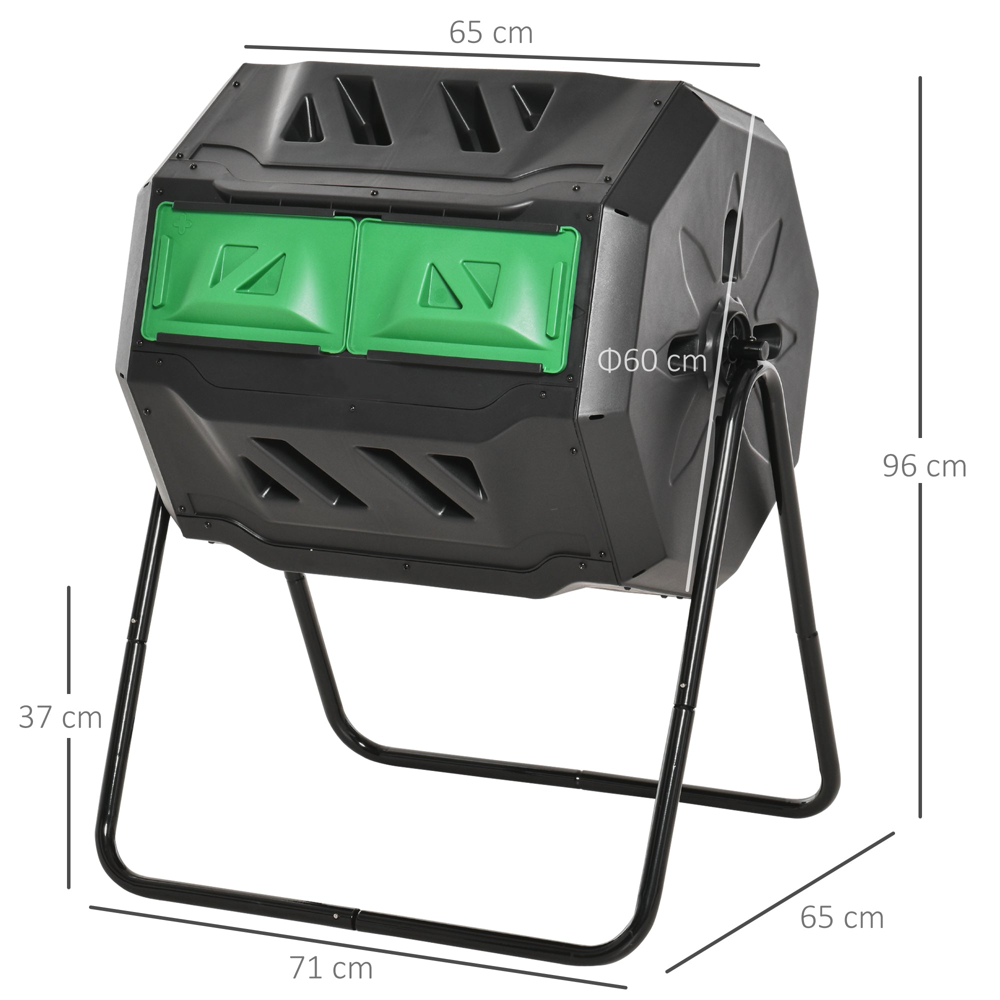 160L 360° Rotating Dual Chamber Composter - Black