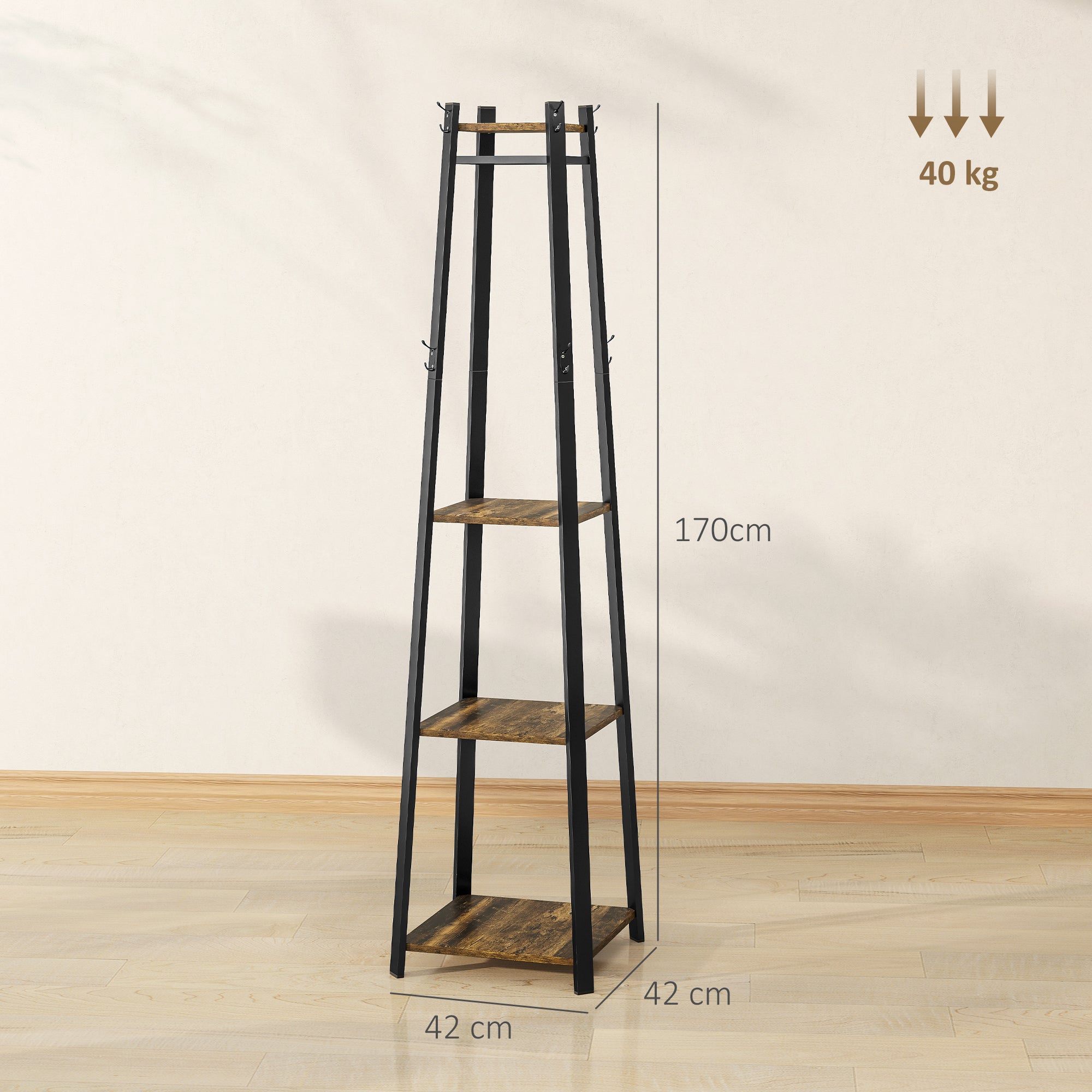 Compact Freestanding Coat Rack - Black/Brown