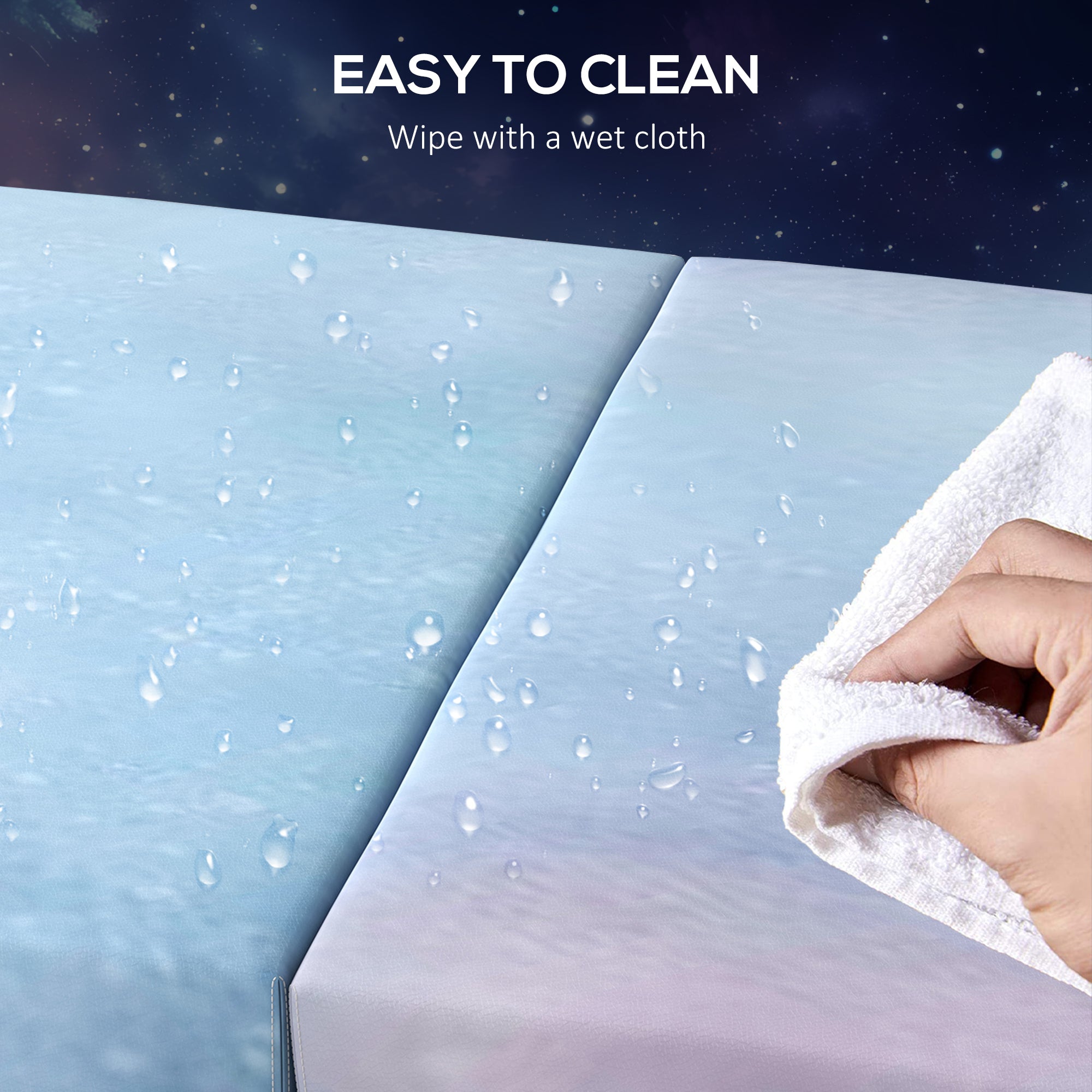 6FT Foldable Gymnastics Mat, Tri-Fold 2" Thick Crash Mat with Carry Strap Handles for Home Training, Sky Blue