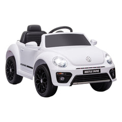 AIYAPLAY Volkswagen Beetle Licensed 12V Ride on Car w/ Remote Control, Suspension Wheels, Soft Start, Lights, Music, White