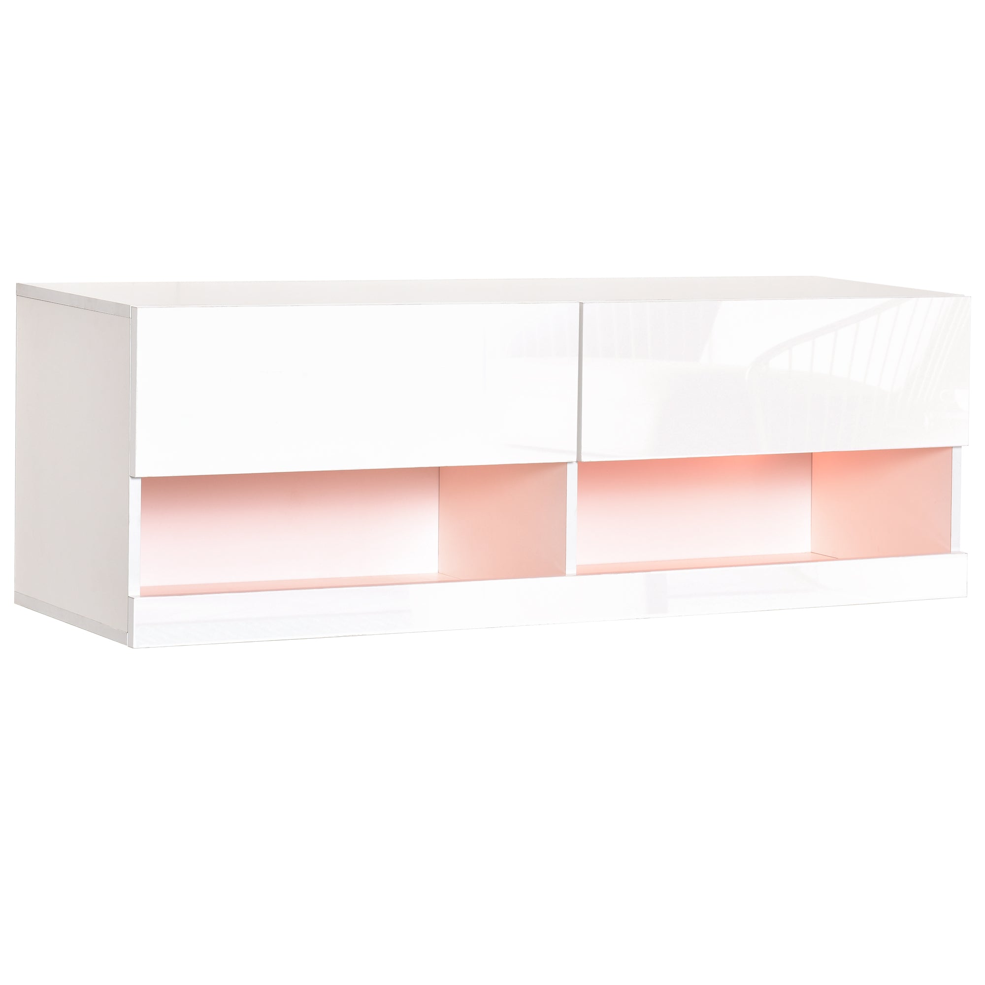 High Gloss TV Stand Cabinet with LED Lights, Wall Mount Media Unit for TVs up to 42 Inch for Living Room Bedroom