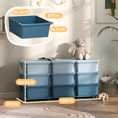 Kids Storage Unit, with Nine Drawers - Blue