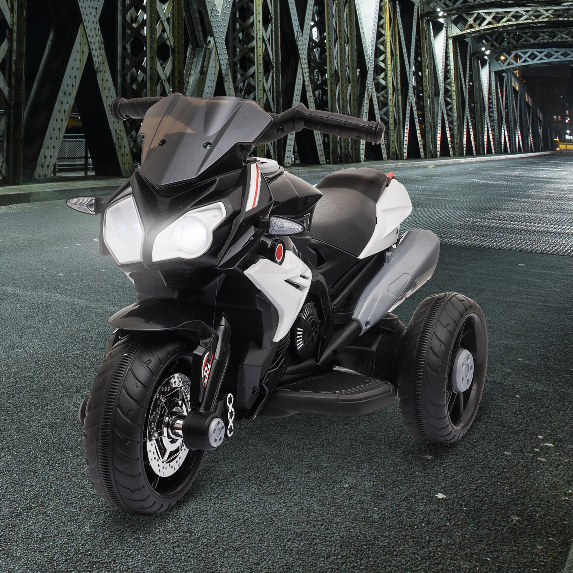 Kids Electric Motorcycle Ride-On Toy, with Three Wheels, Music, Horn, Lights