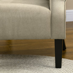Upholstered Accent Chair with Rolled Arms and Wood Legs, Armchair for Living Room Bedroom, Beige