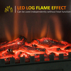 Fynco - Freestanding Electric Fireplace, Electric Stove Heater with LED Flame Effect, Overheating Safety System, 1000W/2000W Black