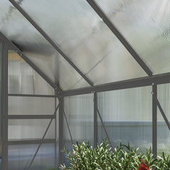 Fynco - 190 x 253 cm Walk-In Polycarbonate Greenhouse - Dark Grey