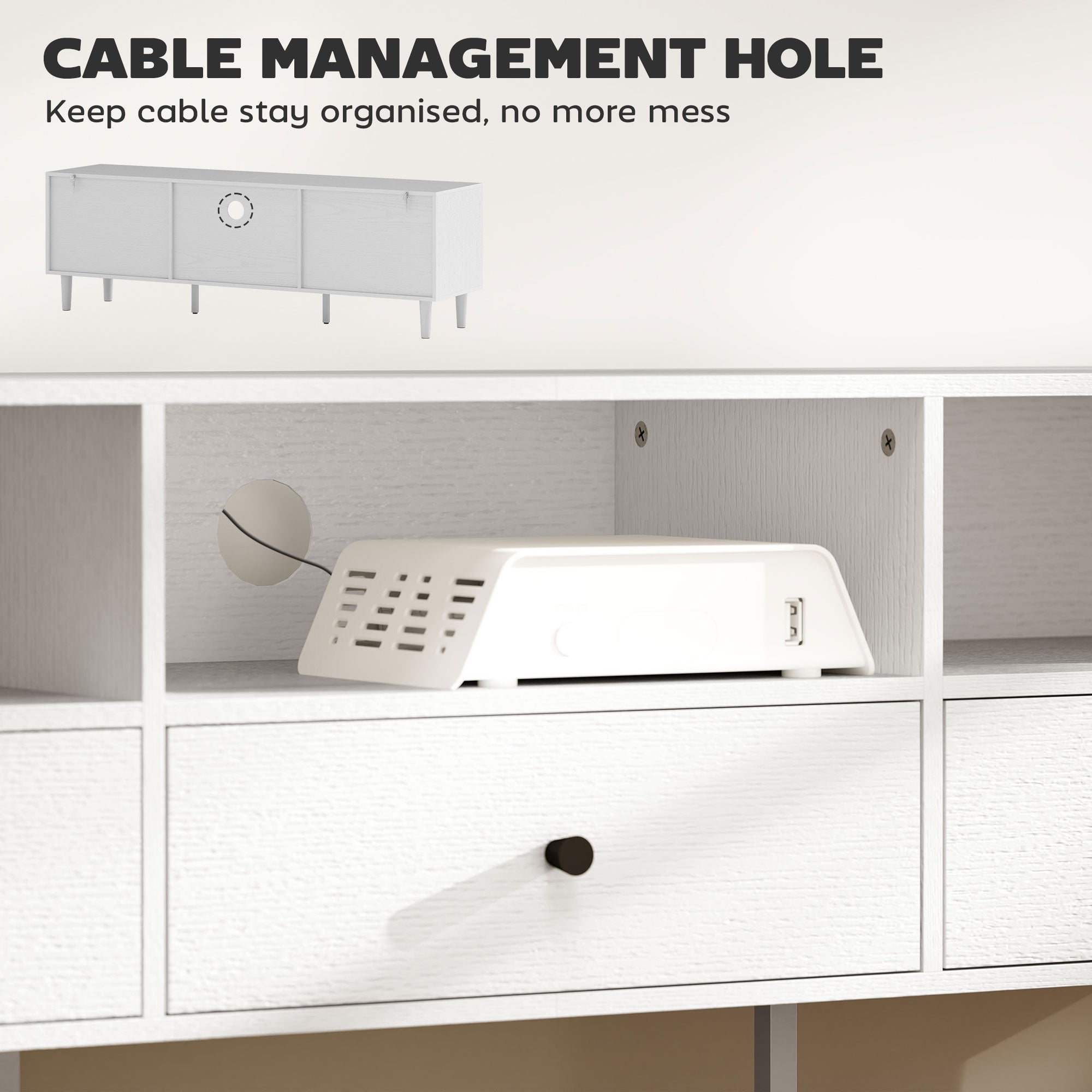 Multi-Storage Minimal TV Stand - White
