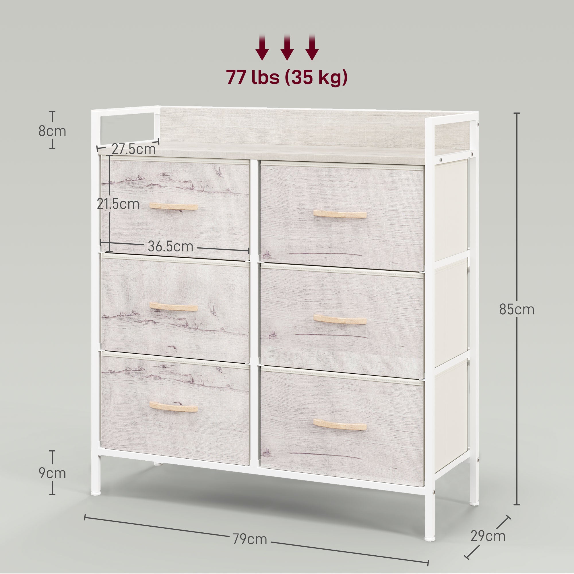 Rustic Chest of Six Fabric Drawers - Natural