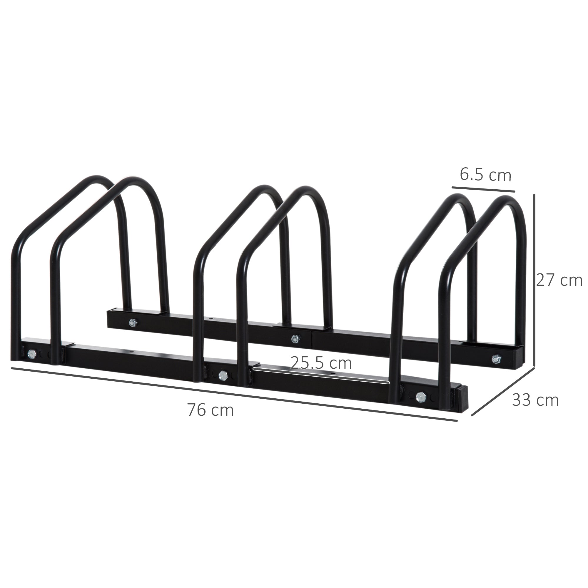 Bike Stand Parking Rack Floor or Wall Mount Bicycle Cycle Storage Locking Stand (3 Racks, Black)