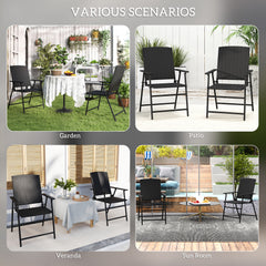 Set of Two Folding Rattan Seat Chairs - Black