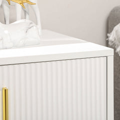 Elegant Chest of Three Drawers - White/Gold-Tone