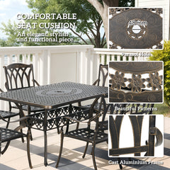 Seven-Piece Cast Aluminium Garden Dining Set - Bronze Tone