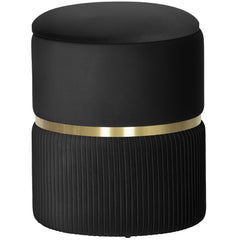 Fynco - Velvet-Feel Storage Ottoman - Black