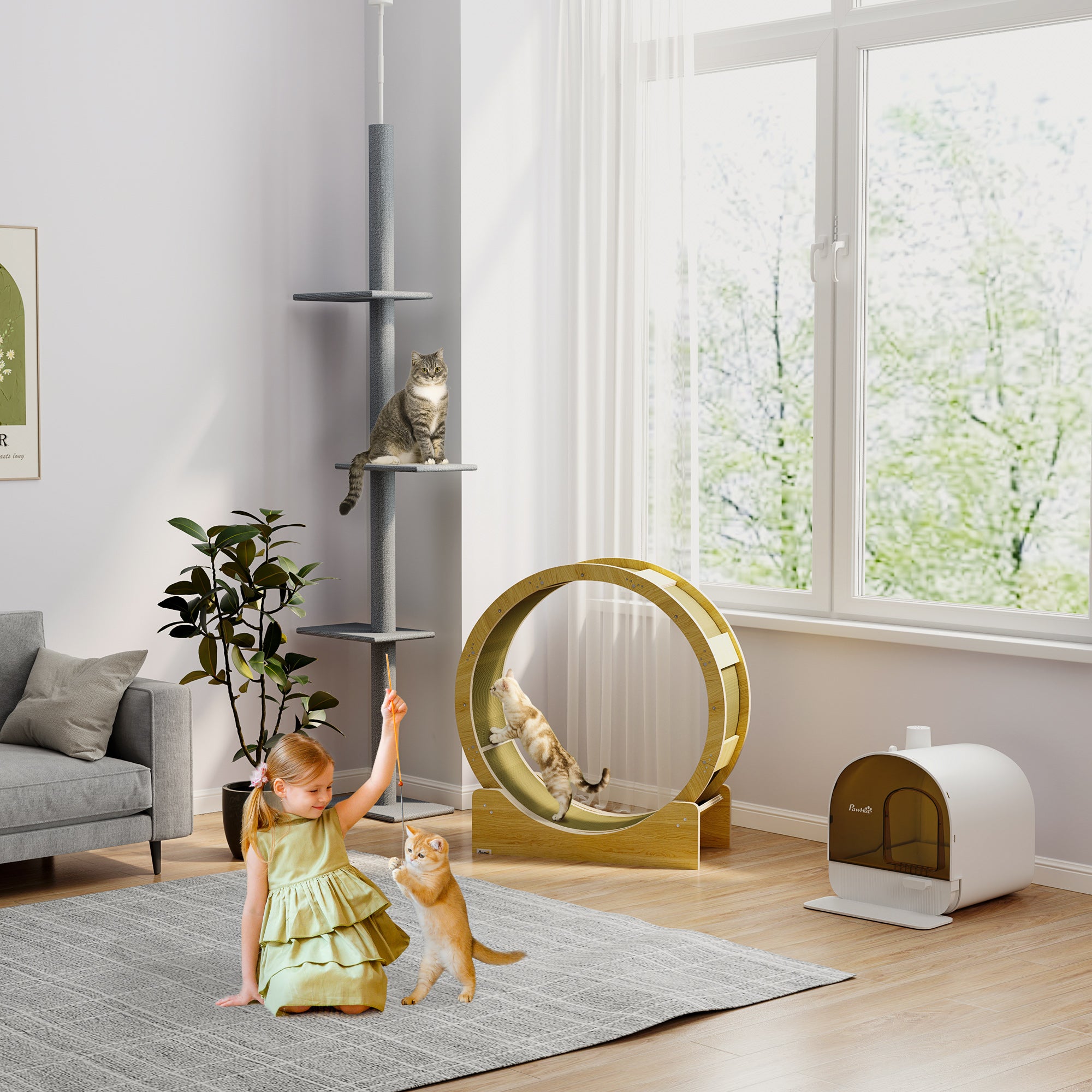 Hooded Cat Litter Box, Kitten Litter Tray, with Lid, Scoop, Filter, Flap Door