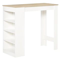 Bar Table, Dining Table with 4-Tier Storage Shelf for Breakfast Bar, Kitchen, Dining Room, Living Room, Natural