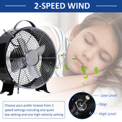 10" 2-Speed Electric Table Desk Fan w/ Safety Guard Anti-Slip Feet Portable Personal Cooling Fan Home Office Bedroom Black
