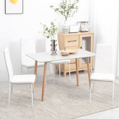 Set of 4 Faux Leather Dining Chairs - White