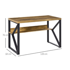 Fynco - Computer Desk Writing Desk Home Office PC Laptop Workstation with Storage Shelf 120 x 60 x 76cm Black Brown Wood Effect