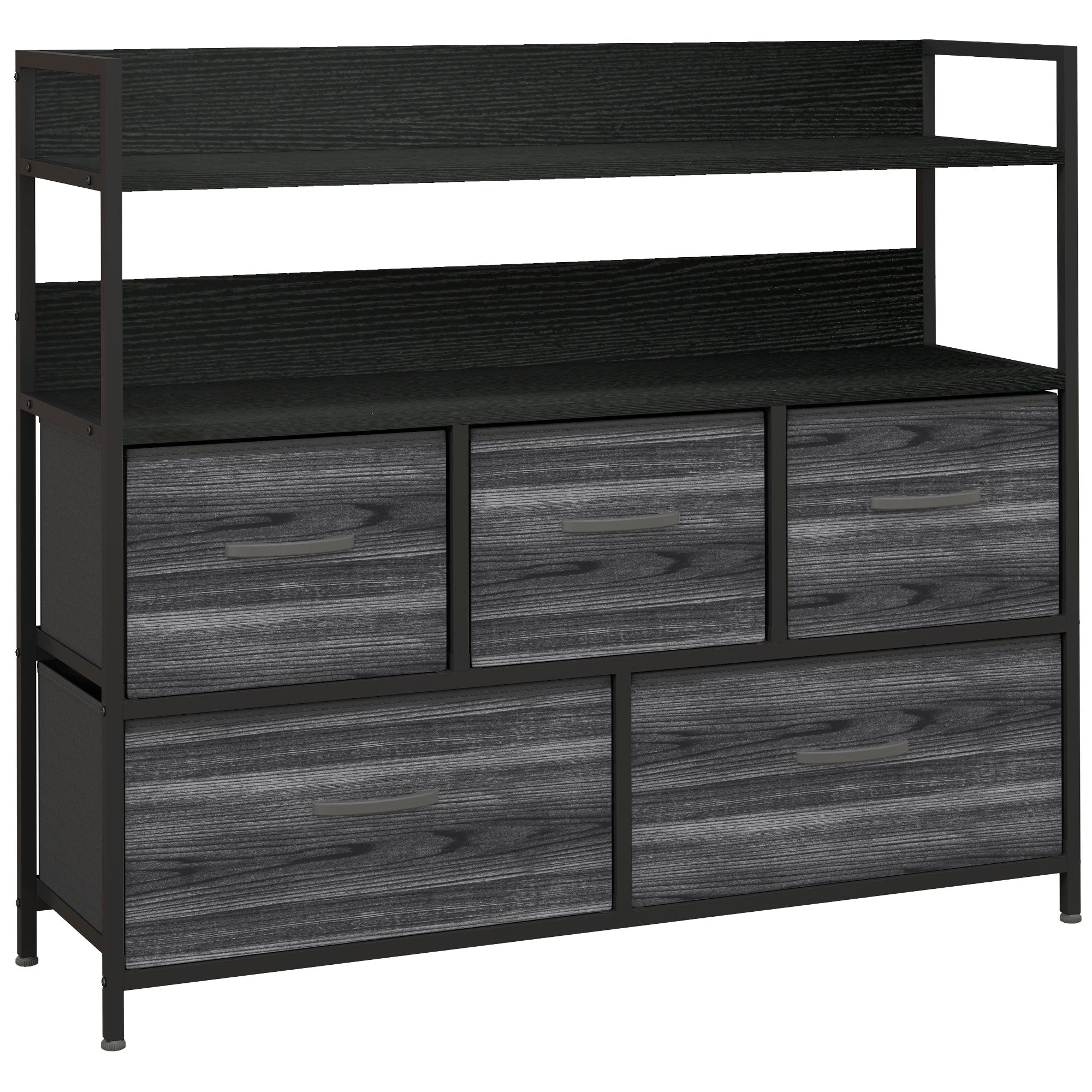 Rustic Chest of Five Fabric Drawers - Black