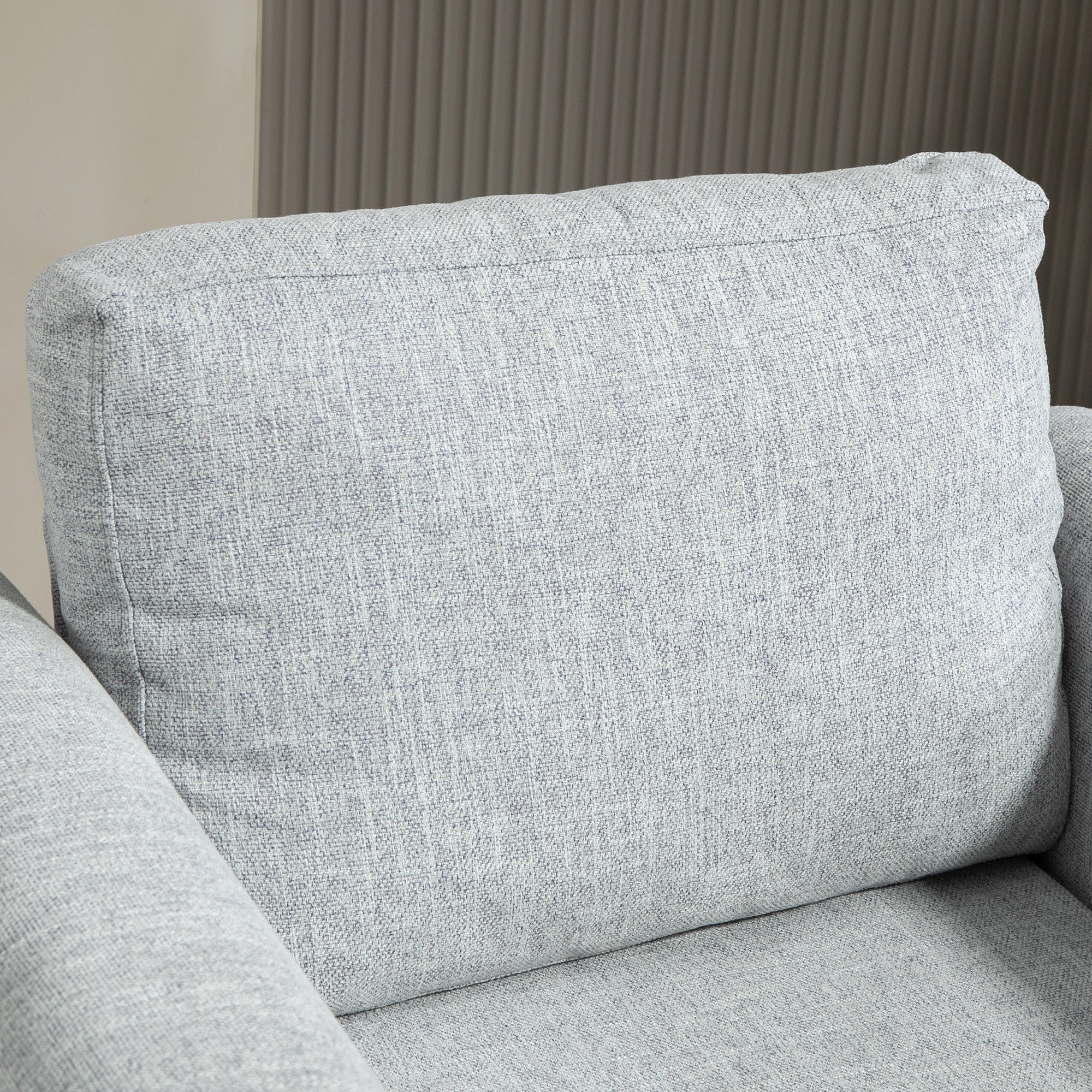 Vintage Accent Chair, Upholstered Occasional Chair with Back Pillow, Rolled Arms, Rubber Wood Legs, Light Grey
