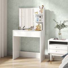 Fynco - Dressing Table with Mirror and Storage - White