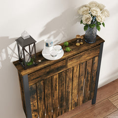 Fynco - 93 x 88.5cm Rustic-Look Radiator Cover - Brown/Black