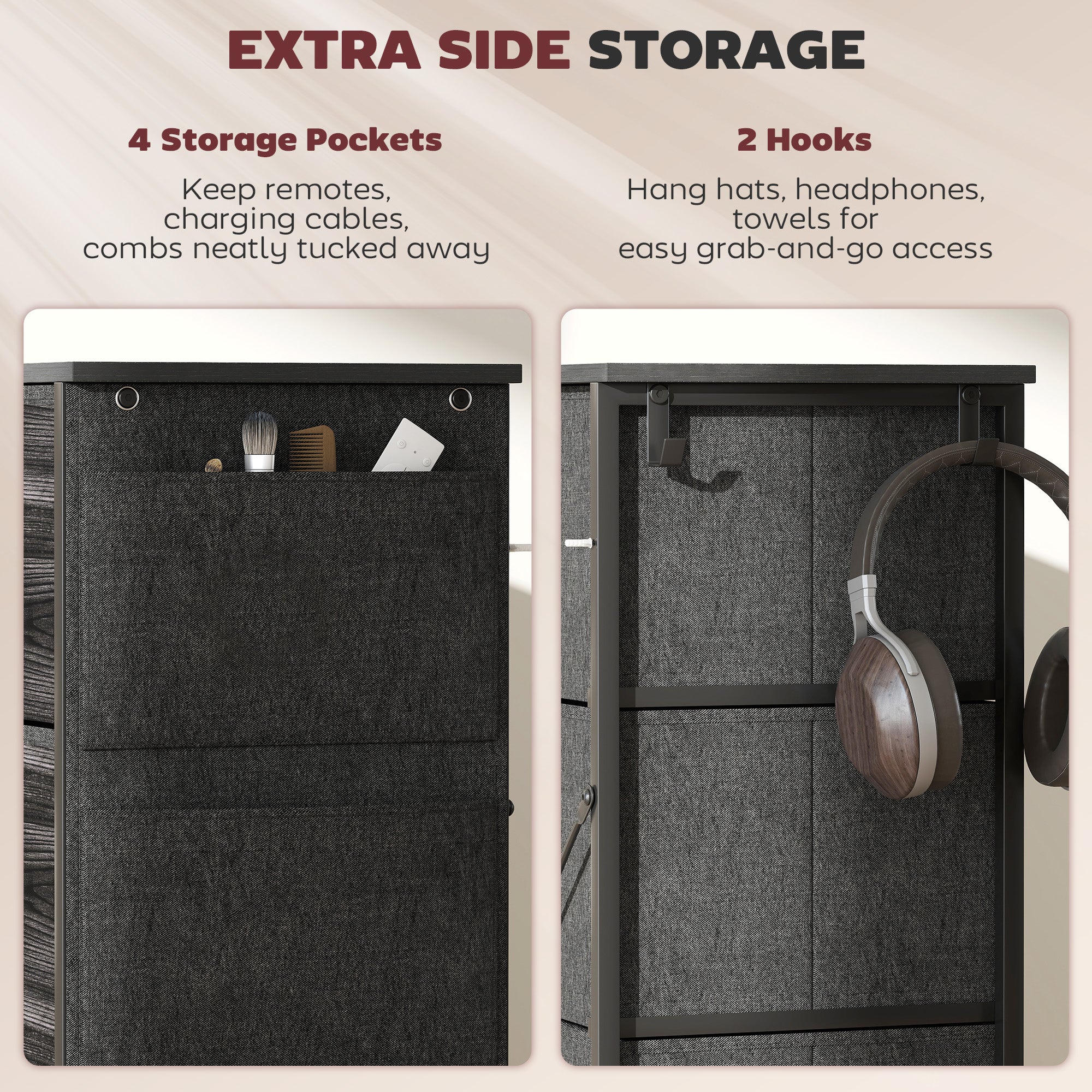 Chest of Eight Fabric Drawers - Black