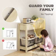 Fynco - Modern Console Table with Fluted Panel Drawers, Narrow Hallway Table with Shelf for Entryway, Living Room, 90 x 30 x 76 cm, Natural Wood Finish