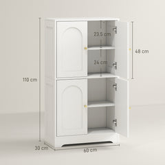4-Door Kitchen Storage Cabinet with Adjustable Shelves - White