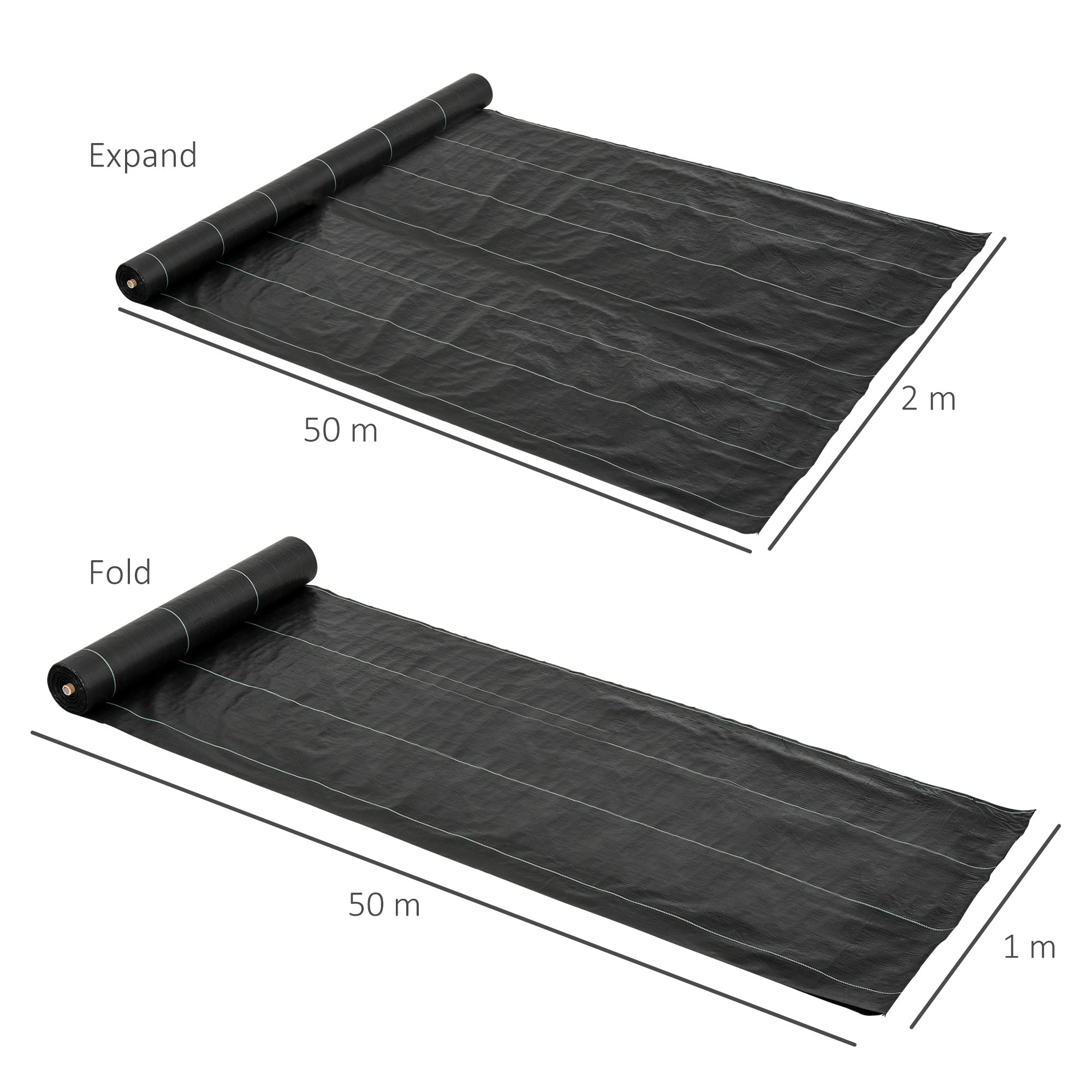 2m x 50m Weed Control Membrane, Heavy Duty Weed Control Barrier Fabric, 90gsm Ground Cover for Patios, Garden, Flower beds, Landscaping