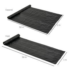 2m x 50m Weed Control Membrane, Heavy Duty Weed Control Barrier Fabric, 90gsm Ground Cover for Patios, Garden, Flower beds, Landscaping