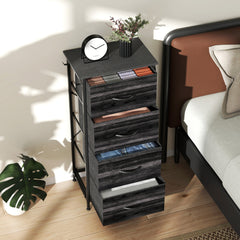 Chest of Four Fabric Drawers - Black
