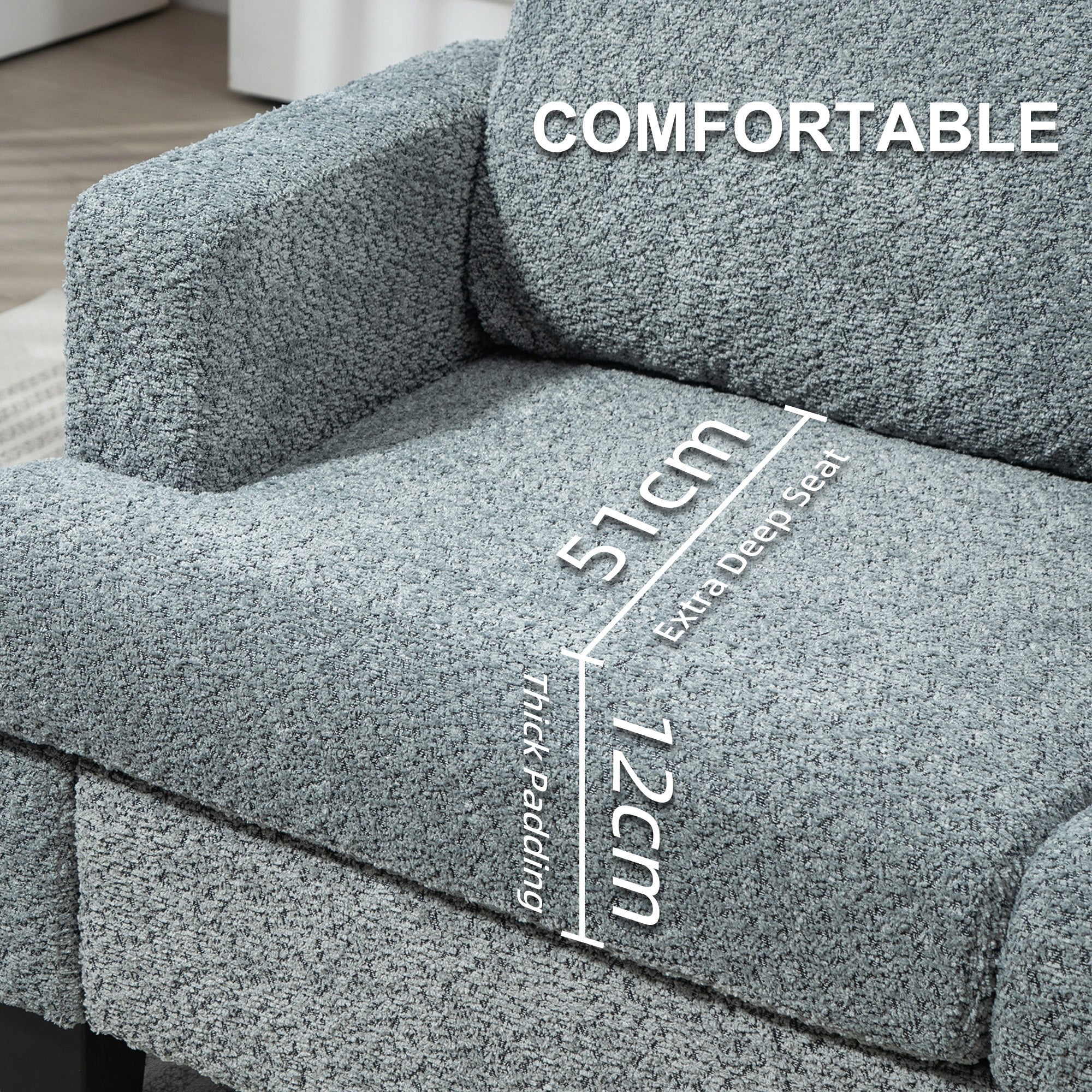 Two-Seater Chenille Sofa - Light Grey
