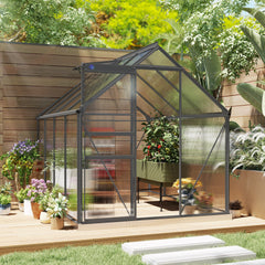 Fynco - 190 x 253 cm Walk-In Polycarbonate Greenhouse - Dark Grey