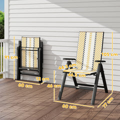 Set of Two Rattan Reclining Garden Chairs - Multicolour
